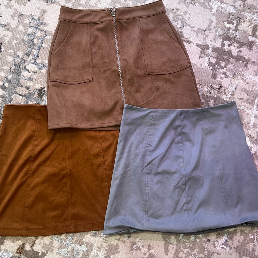 Stylish Women's Skirt Set - Brown, Tan, Gray